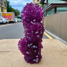 5.77LB Beautiful purple ghost phantom quartz crystal cluster columnar specimen picture
