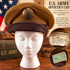 1949 US Army Officer Khaki Service Visor Cap Hat 6 3/4 Post WWII Original picture