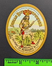 Antique 1908 Indian Rifle Native American Gun Powder Label picture