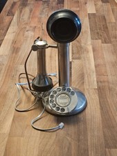 Vintage 1970s Nickel Candlestick Rotary Telephone Heavy 4.2 lbs picture