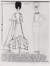 1961 Press Photo Fashion Designer Oleg Cassini Sketches of Jackie Kennedy Outfit picture