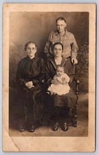 Antique Family Studio Portrait Four Generations Clothing RPPC picture