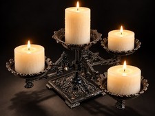 Antique Cast Iron 4 Arm Candle Holder Candelabra Ornate Victorian Gothic Decor picture