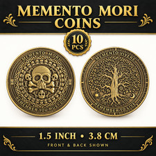 Lot of 10 Memento Mori Challenge Coin Skull Tree Antique Gold Token Bulk picture