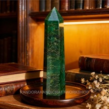 Emerald Crystal Tower Point Healing Crystal Obelisk Green Gemstone Tower Wand picture