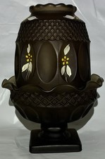 Vintage Westmoreland Glass Brown Satin Fairy Lamp Hand Painted picture