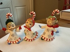 Vintage 1950’s Lefton Ceramic Christmas Candy Cane Kids #625 picture