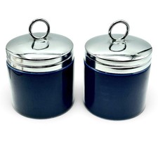 Vtg Lot 2 Williams Sonoma Cobalt Blue Porcelain Spice Jars EGG CODDLER Cups EUC picture