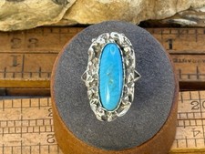 Vintage Native Navajo Sterling Silver Stunning Turquoise Ring sz 7--2358.26 picture