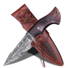 3S Safari Damascus Hunting Skinning Knife - Fixed Blade Hunting/Leather Sheath picture