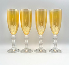 Vintage Set of 4 Iridescent Gold/Clear Stemmed Champagne Glass's picture