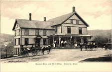 Granville MA Postcard General Store Post Office Gibbons Block Antique Mass picture