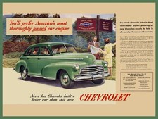 1947 Chevrolet Four Door Sedan in Green NEW METAL SIGN: 12 x 16