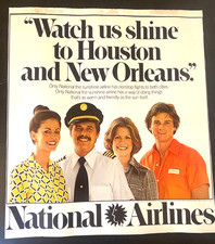 National Airlines Watch Us Shine Vintage 1970s Poster Houston New Orleans 20x24 picture