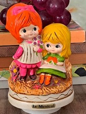 vintage retro MCM big eyes SANKYO music box figurine Psychedelic home décor 1970 picture