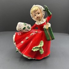 Vtg RELPO Ceramic Figurine CHRISTMAS Girl 7