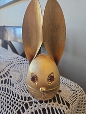 Vintage NAPIER Brushed Gold Tone Bunny Rabbit Coin Bank 1960s Mid Century Gems picture