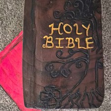 Decorative Hand Carved HOLY BIBLE Book Stack Home Decor picture