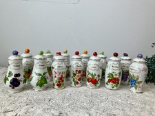 VTG Nutmeg Lenox Orchard Spice Jars 1994 Fruit Designs 3D Porcelain 24K READ picture