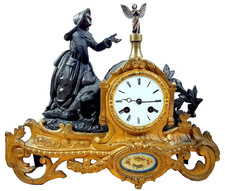 Antique French mantel clock, bronze, 1854, Louis XVI, Sèvres picture