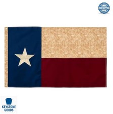 Vintage Texas State Flag 3x5 Ft Cotton Embroidered Star Sewn Stripes Brass picture