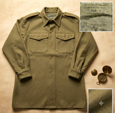 Vintage British Army Wool Combat Field Shirt Olive Green Size 3 Henry Bannerman picture