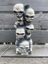 Vintage Trendmasters Halloween Stacked Skulls Tower Lightup 18” Foam *WORKS* picture