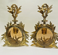 RARE Vintage GOLD CHERUB 2 Perfume Bottle AMBER GLASS VANITY Hollywood picture