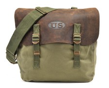 U.S. WW2 M1936 Musette Bag with Shoulder strap and Leather Flap Dark OD marked picture
