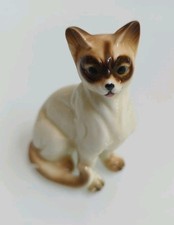 Vintage Japan Siamese Cat Figurine Blue Eyes Ceramic Porcelain Kitten 3.25