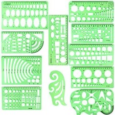 11PCS Geometric Drawings Templates Drafting Stencils Measuring Tools Plastic Set picture