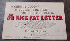 1909 postcard A Card Is Good, But Best Is a Nice Fat Letter humor posted picture