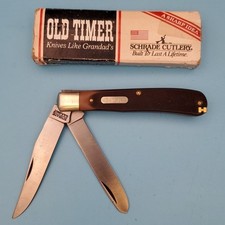 Vintage Schrade Old Timer 96OT Bearhead Trapper Pocket Knife Made In USA picture