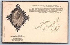Queen Victoria British Royalty - 1901 Memorial Postcard - Posted udb picture