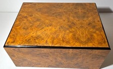 Thomas Cristiano Burl Vintage Wood Cigar Humidor Box Humidifier Made in Italy picture
