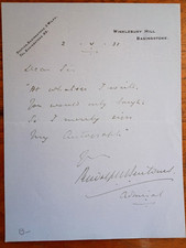 Admiral Sir Rudolf Miles Burmester (1875–1956) Signed Letter picture