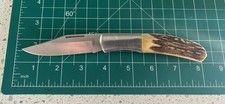KERSHAW 4225 JAPAN - Large Stag Handled Lockback Knife VINTAGE picture