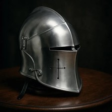 Medieval Barbute Helmet Role Play Knight Wearable Helmet Steel With Liner picture