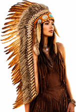 Extra Long Feather Headdress 130 Cm Festival Headpiece Native American Indian In picture