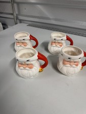 Vintage Jolly Santa Mugs Set Of 4 W/Box Ceramic Avon 1986 picture