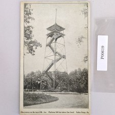 Observatory Mt Joy Valley Forge Park Pennsylvania 1910s B&W Litho Postcard PA PC picture