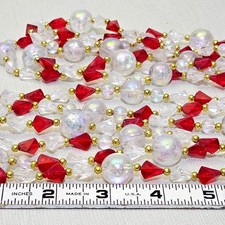 Beaded Garland VTG 9 Ft Faceted Red Crystal Gold Beads NEW Old Stock Roman Inc. picture
