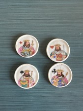Antique 19th Century Gambling Whist Token Holder & Face Card Porcelain Tokens picture