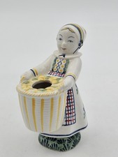 Vintage Aluminia Royal Copenhagen Denmark Girl Holding Basket Childrens Help Day picture