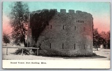 Historic Round Tower Building Fort Snelling Minnesota B&W Colored 1939 Postcard picture