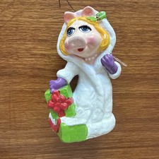Vintage 1981 Miss Piggy Christmas Ornament Sigma Jim Henson Muppets White Coat picture