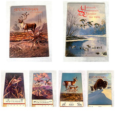 2 -VTG Hallmark Sportsman wildlife Calendars 1969 1970 Larry Toschik Dog Artwork picture