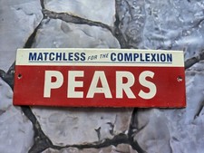 VINTAGE PEARS MATCHLESS FOR THE COMPLEXION PORCELAIN SIGN 12