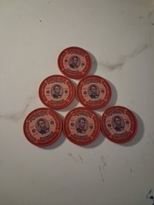 SLING'S 🪙RARE Lot Of 6 $5 Abe Lincoln American Currency Casino Poker Chips picture