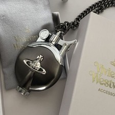 *US Seller* Vivienne Westwood Oil Lighter Black With Metal ORB Chain & Case Gift picture